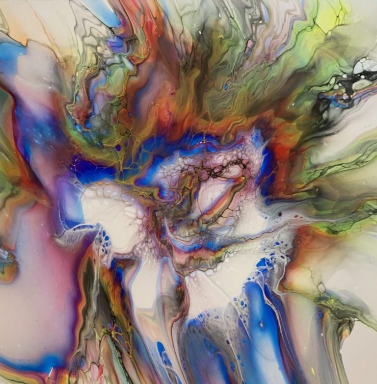 Toile en acrylique fluide avec texture et couleurs