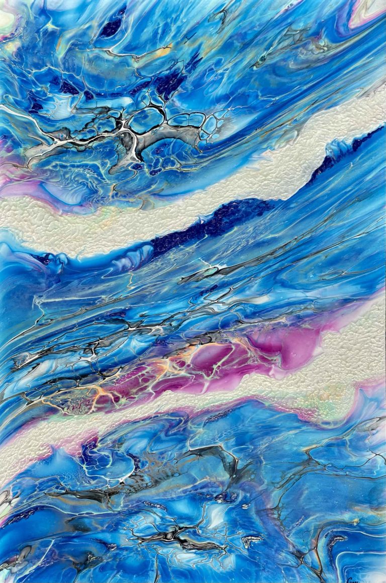 Peinture acrylique fluide avec textures et couleurs